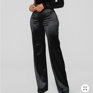 Elegant Black Satin Women's Pants